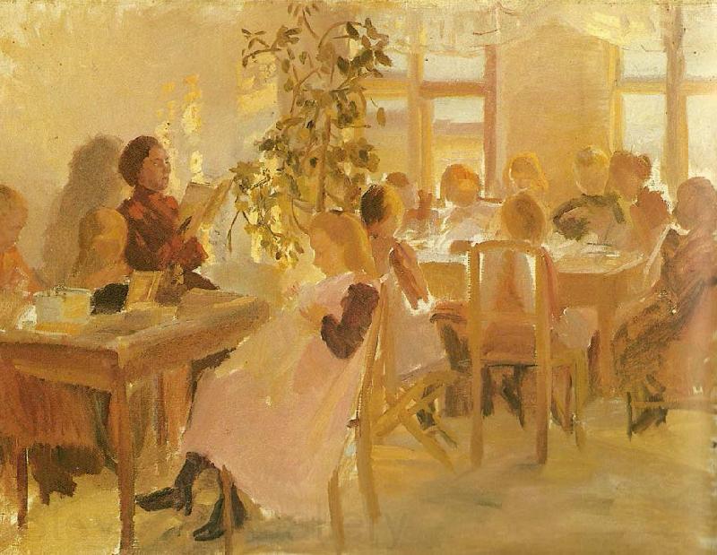 Anna Ancher en syskole i skagen Norge oil painting art